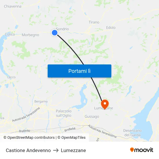 Castione Andevenno to Lumezzane map