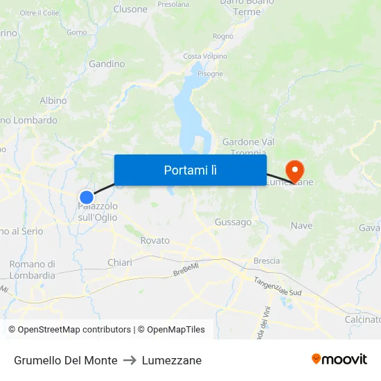 Grumello Del Monte to Lumezzane map