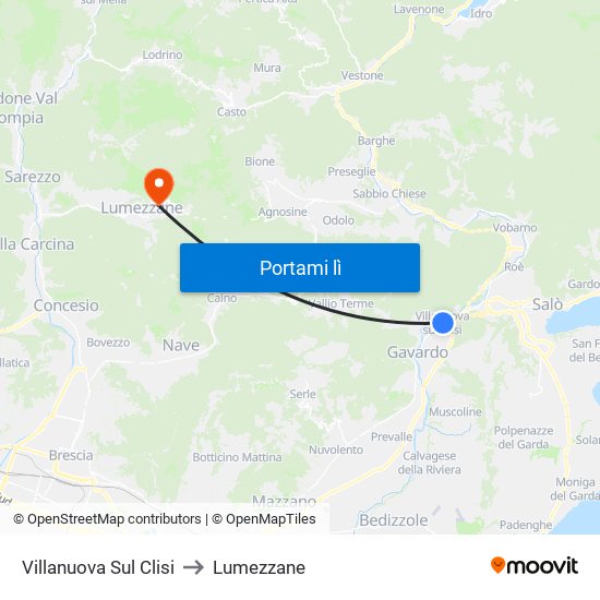 Villanuova Sul Clisi to Lumezzane map