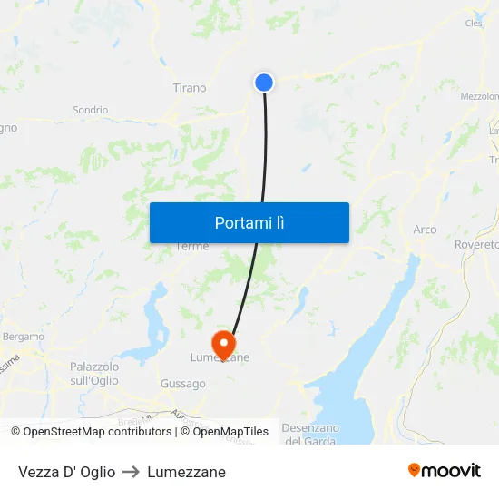 Vezza D' Oglio to Lumezzane map