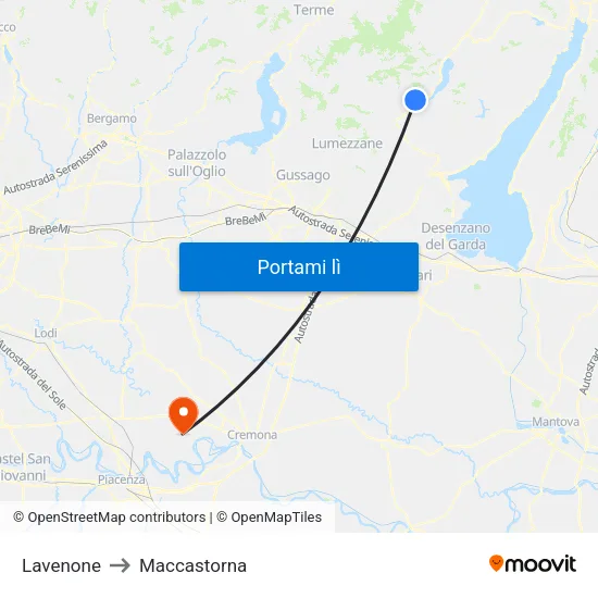 Lavenone to Maccastorna map