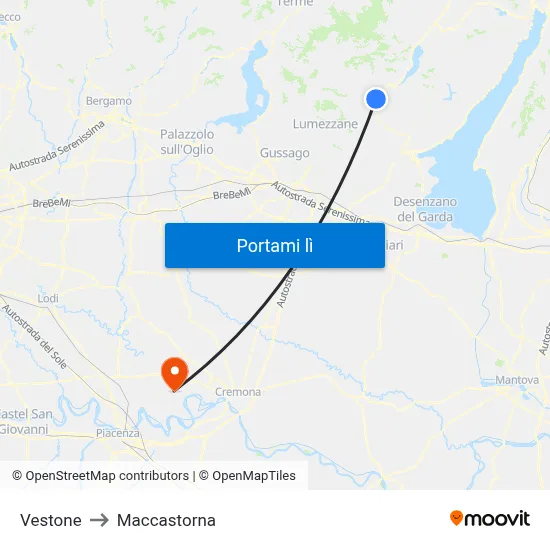 Vestone to Maccastorna map