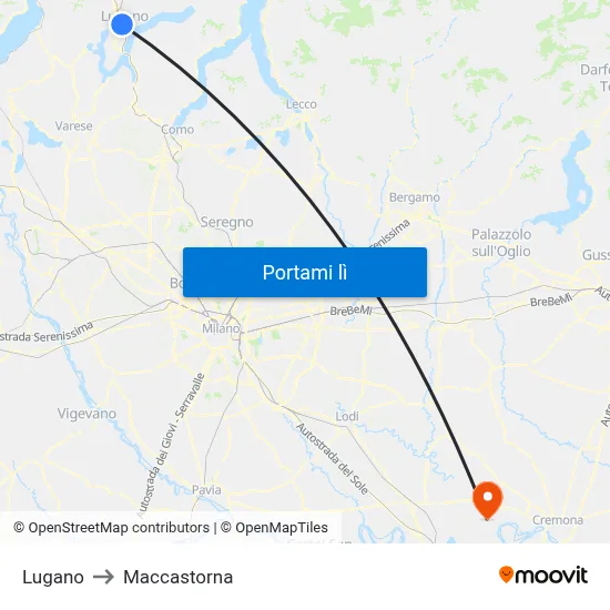 Lugano to Maccastorna map