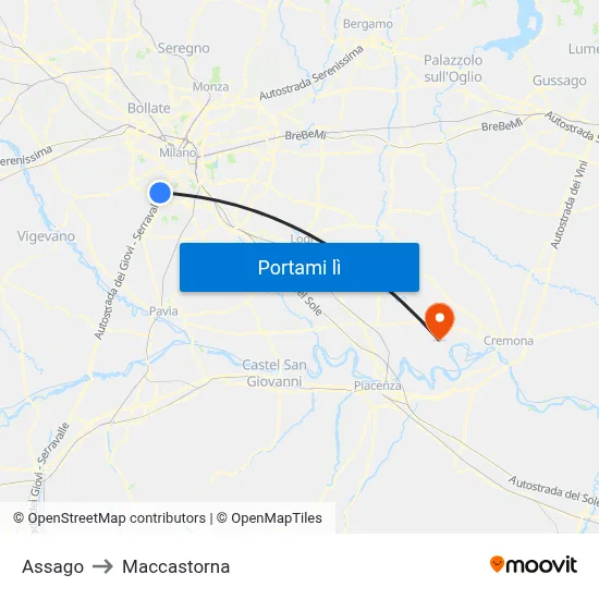 Assago to Maccastorna map