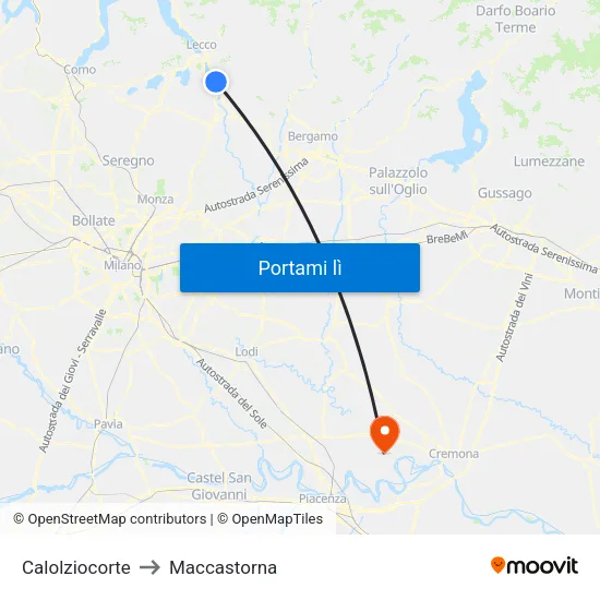 Calolziocorte to Maccastorna map