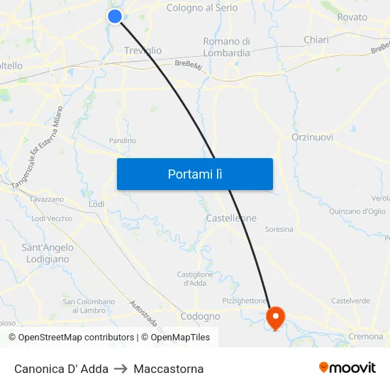 Canonica D' Adda to Maccastorna map