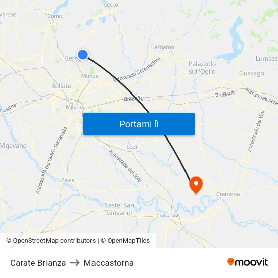 Carate Brianza to Maccastorna map