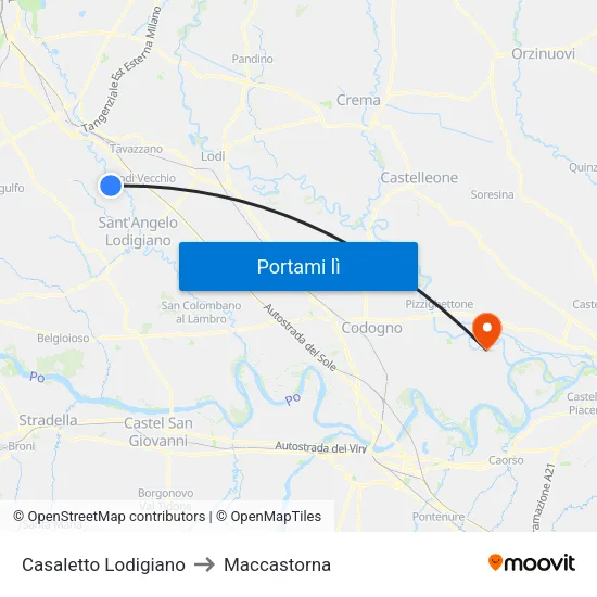 Casaletto Lodigiano to Maccastorna map