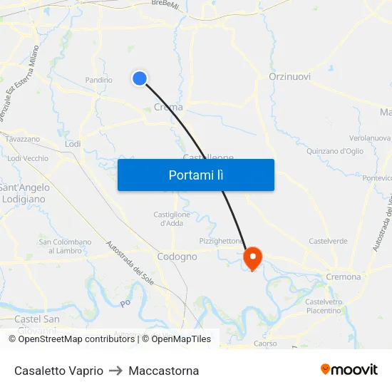 Casaletto Vaprio to Maccastorna map