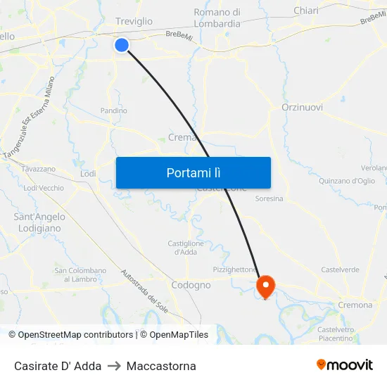 Casirate D' Adda to Maccastorna map