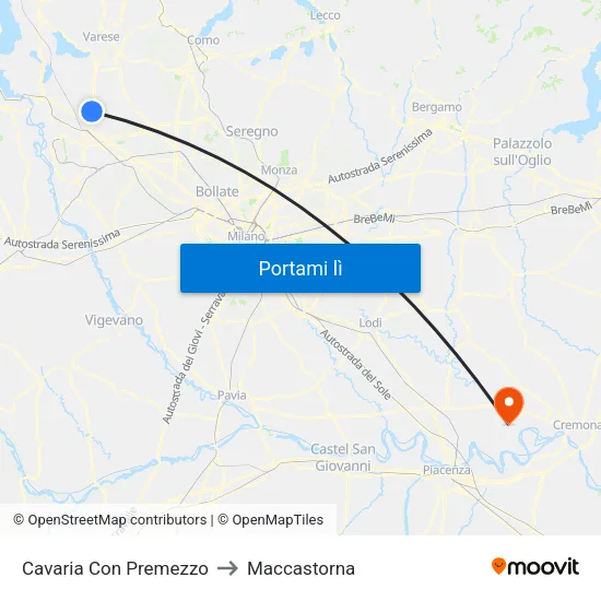 Cavaria Con Premezzo to Maccastorna map