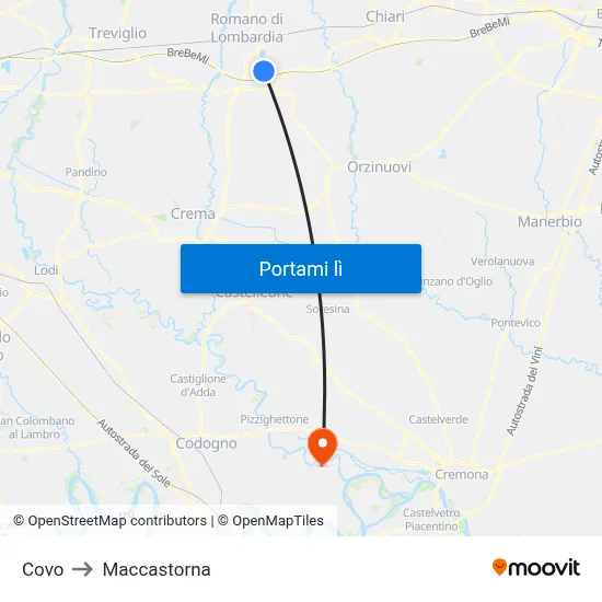 Covo to Maccastorna map