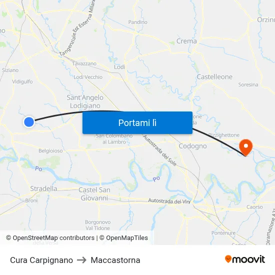 Cura Carpignano to Maccastorna map