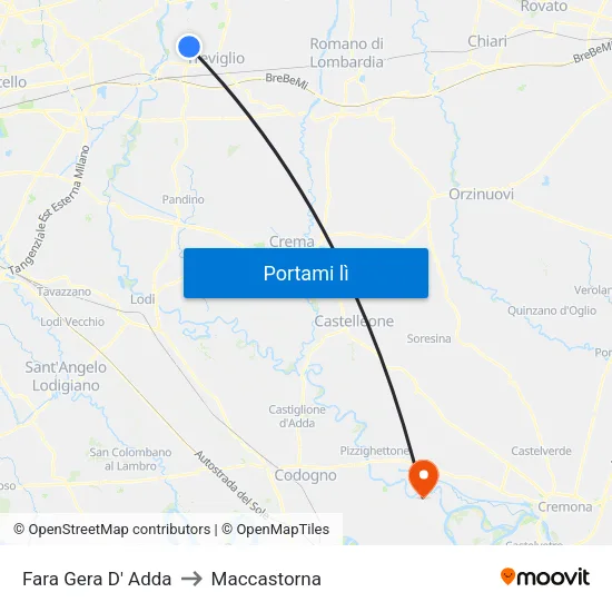 Fara Gera D' Adda to Maccastorna map