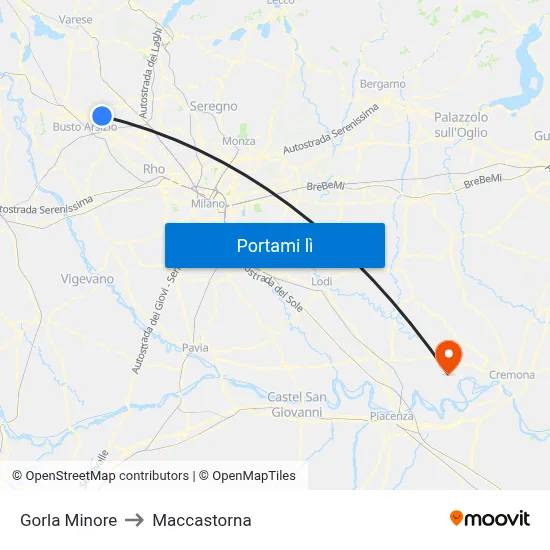 Gorla Minore to Maccastorna map