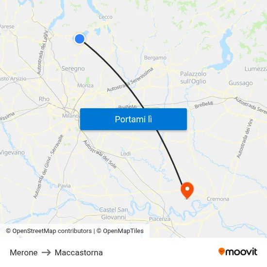 Merone to Maccastorna map