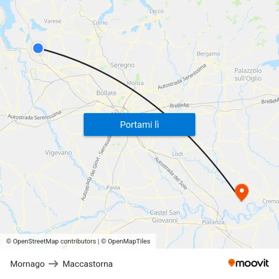 Mornago to Maccastorna map