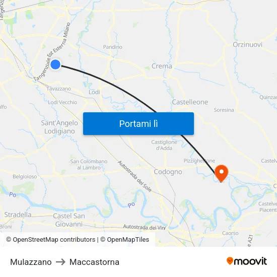 Mulazzano to Maccastorna map