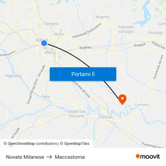 Novate Milanese to Maccastorna map