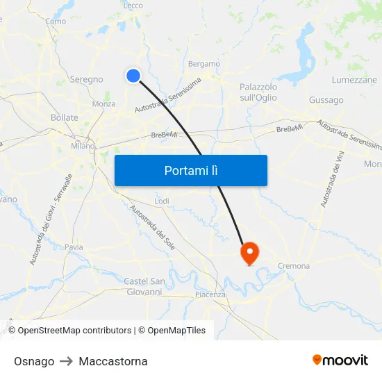 Osnago to Maccastorna map
