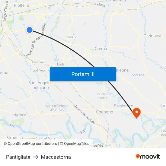 Pantigliate to Maccastorna map