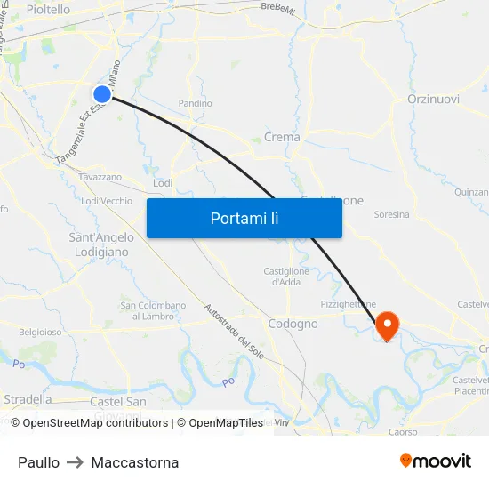 Paullo to Maccastorna map