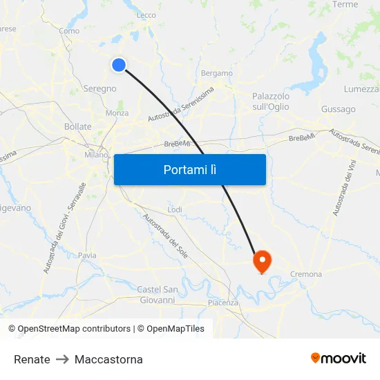 Renate to Maccastorna map