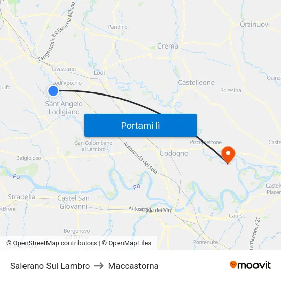Salerano Sul Lambro to Maccastorna map