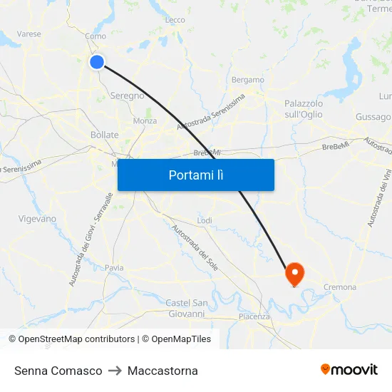 Senna Comasco to Maccastorna map