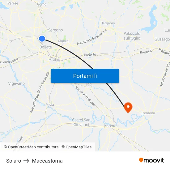 Solaro to Maccastorna map