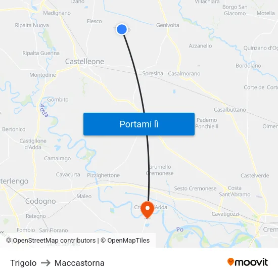 Trigolo to Maccastorna map