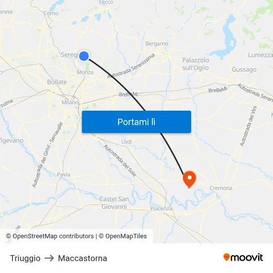 Triuggio to Maccastorna map