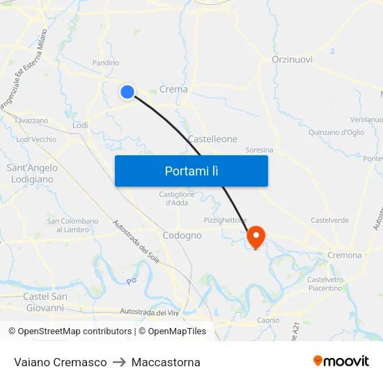 Vaiano Cremasco to Maccastorna map