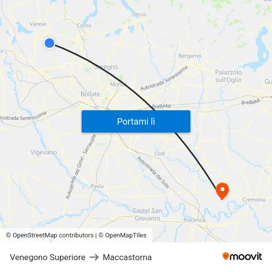 Venegono Superiore to Maccastorna map