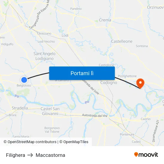 Filighera to Maccastorna map
