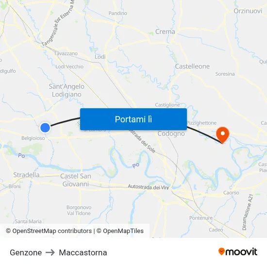Genzone to Maccastorna map