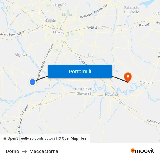 Dorno to Maccastorna map
