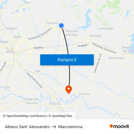 Albano Sant' Alessandro to Maccastorna map
