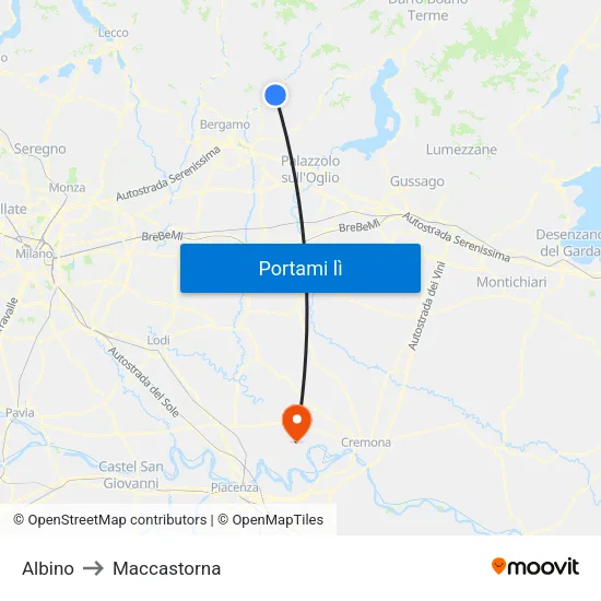 Albino to Maccastorna map