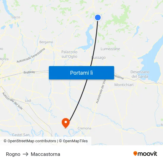 Rogno to Maccastorna map