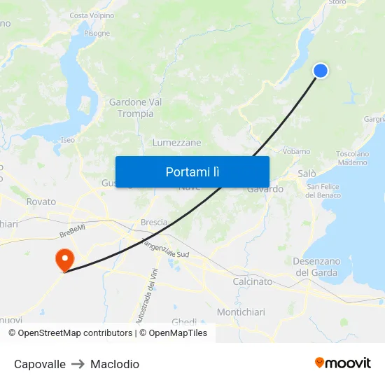 Capovalle to Maclodio map