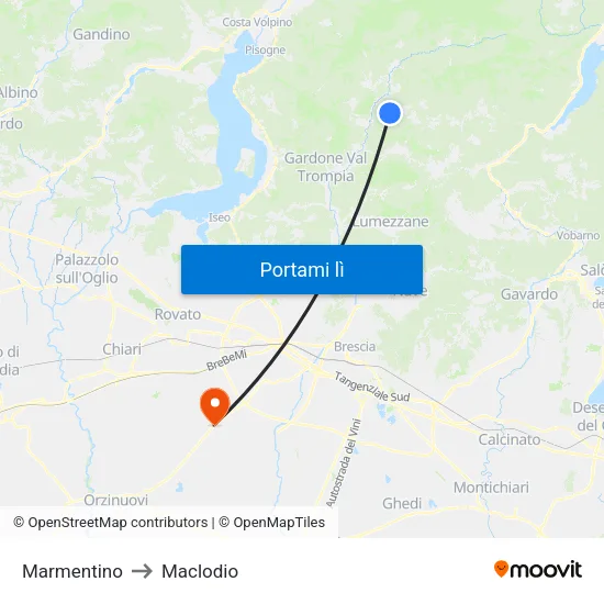Marmentino to Maclodio map