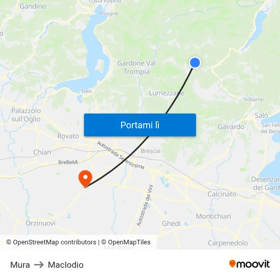 Mura to Maclodio map