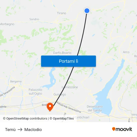 Temù to Maclodio map