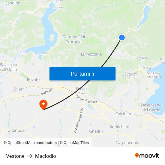 Vestone to Maclodio map