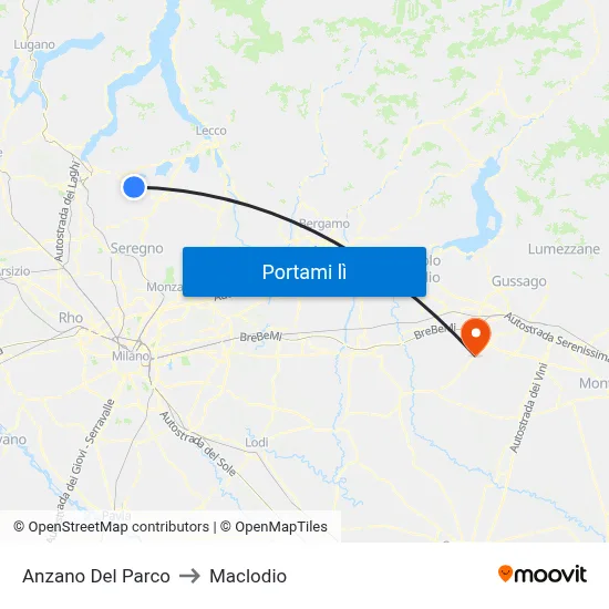 Anzano Del Parco to Maclodio map