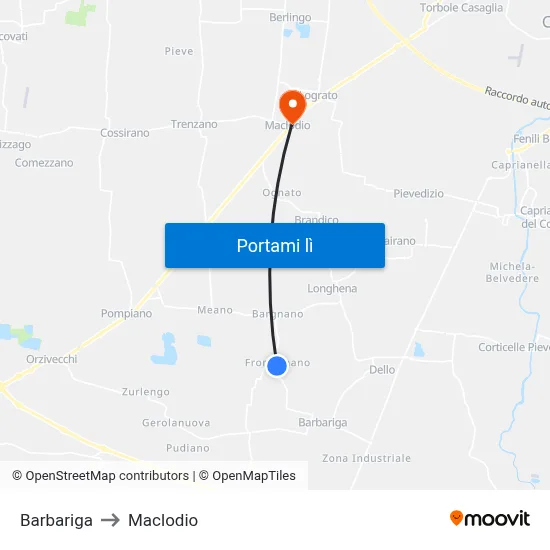 Barbariga to Maclodio map