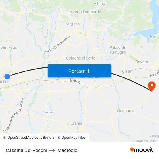 Cassina De' Pecchi to Maclodio map