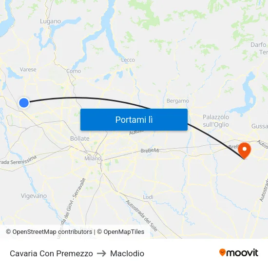 Cavaria Con Premezzo to Maclodio map