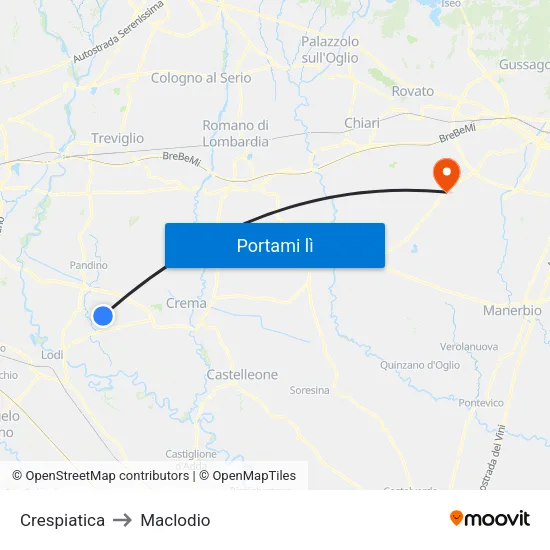Crespiatica to Maclodio map